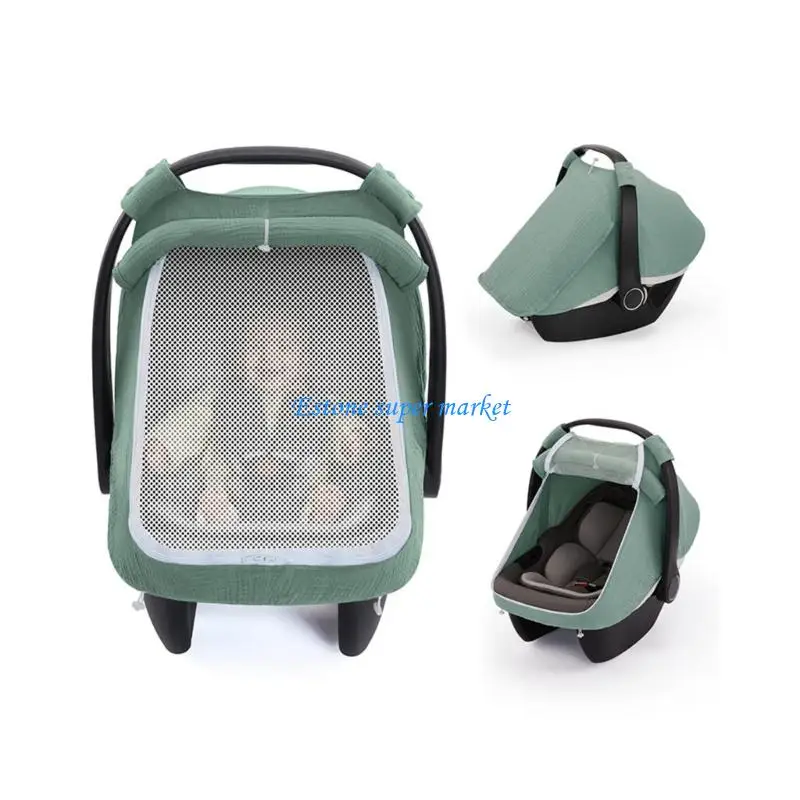 

090B Breathable Cotton Infant Car Cover Sleeve 360 Degree Protections Canopy