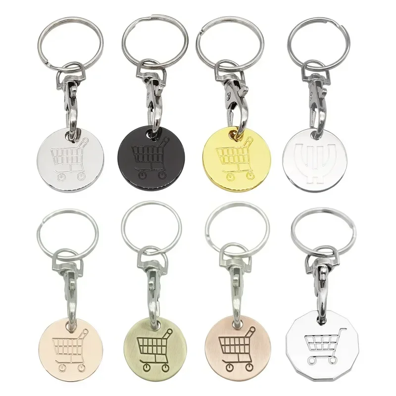 Practical Metal Portable Supermarket Universal Durable Tokens Shopping Trolley Remover Keyring Token Chip with Carabiner Hook