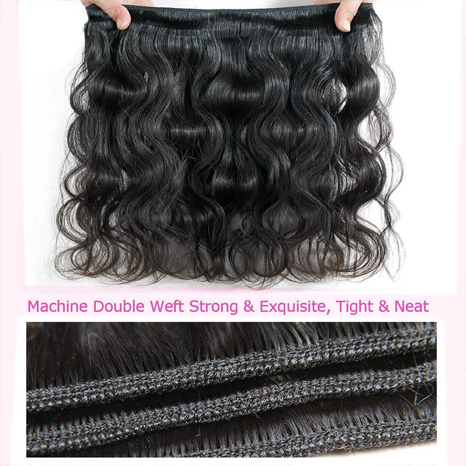 Body Wave Bundles Human Hair Brazilian Weaving Natural Black 3 4 Bundles Deal Virgin Hair 30 32 Inch Raw Hair Extensions