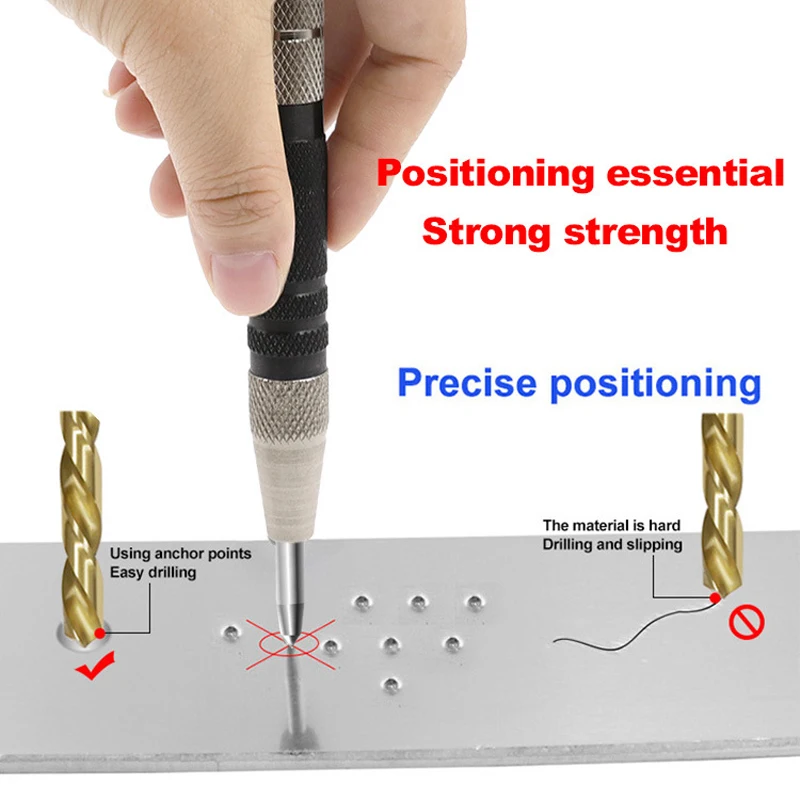 High Hardness Automatic Center Punch Spring Loaded Metal Marking Chisel for Drilling Positioning Car Window Breaker Hand Tools