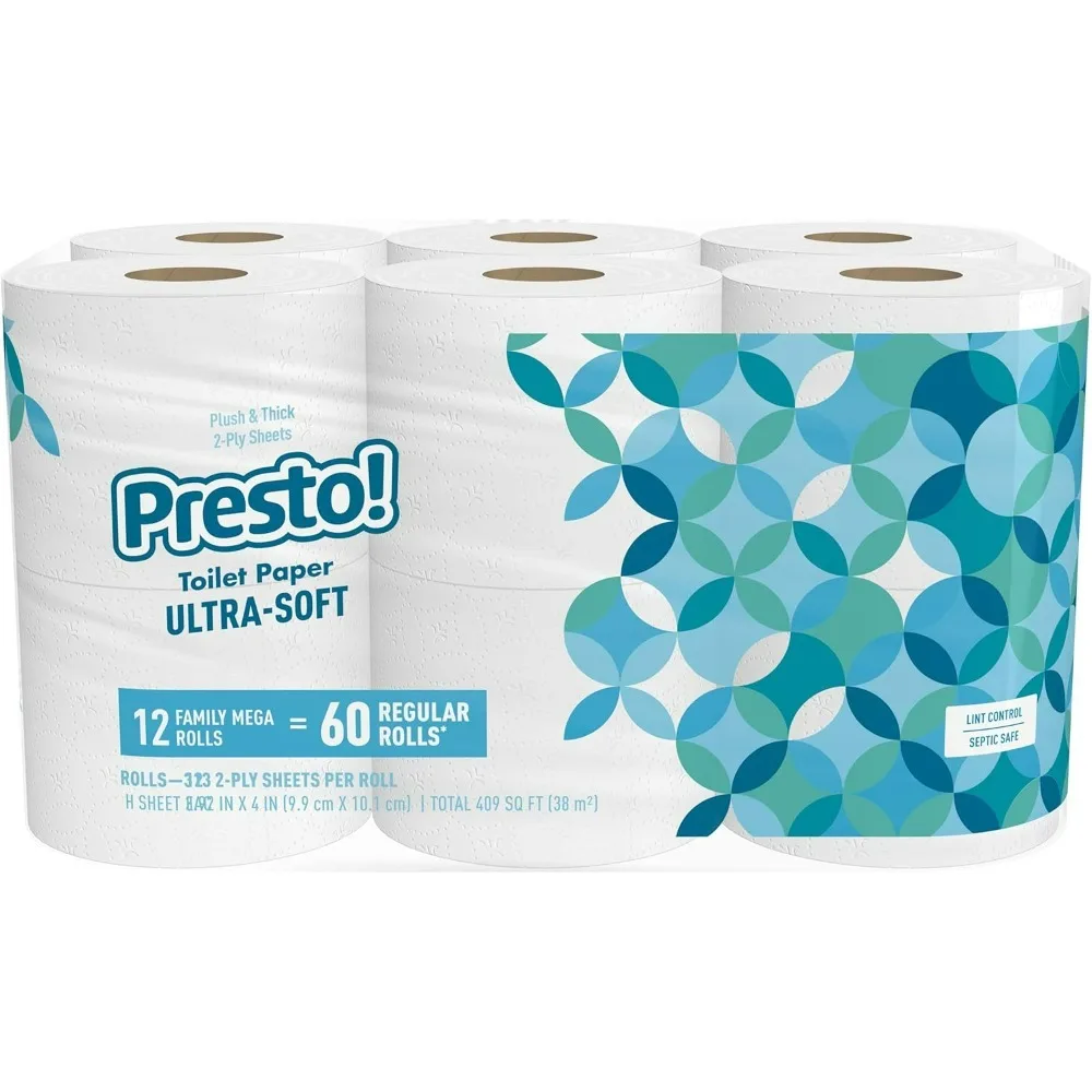 Papel higiénico ultrasuave de 2 capas, 24 Mega Rollos familiares = 120 rollos regulares, 6 unidades (paquete de 4), sin perfume