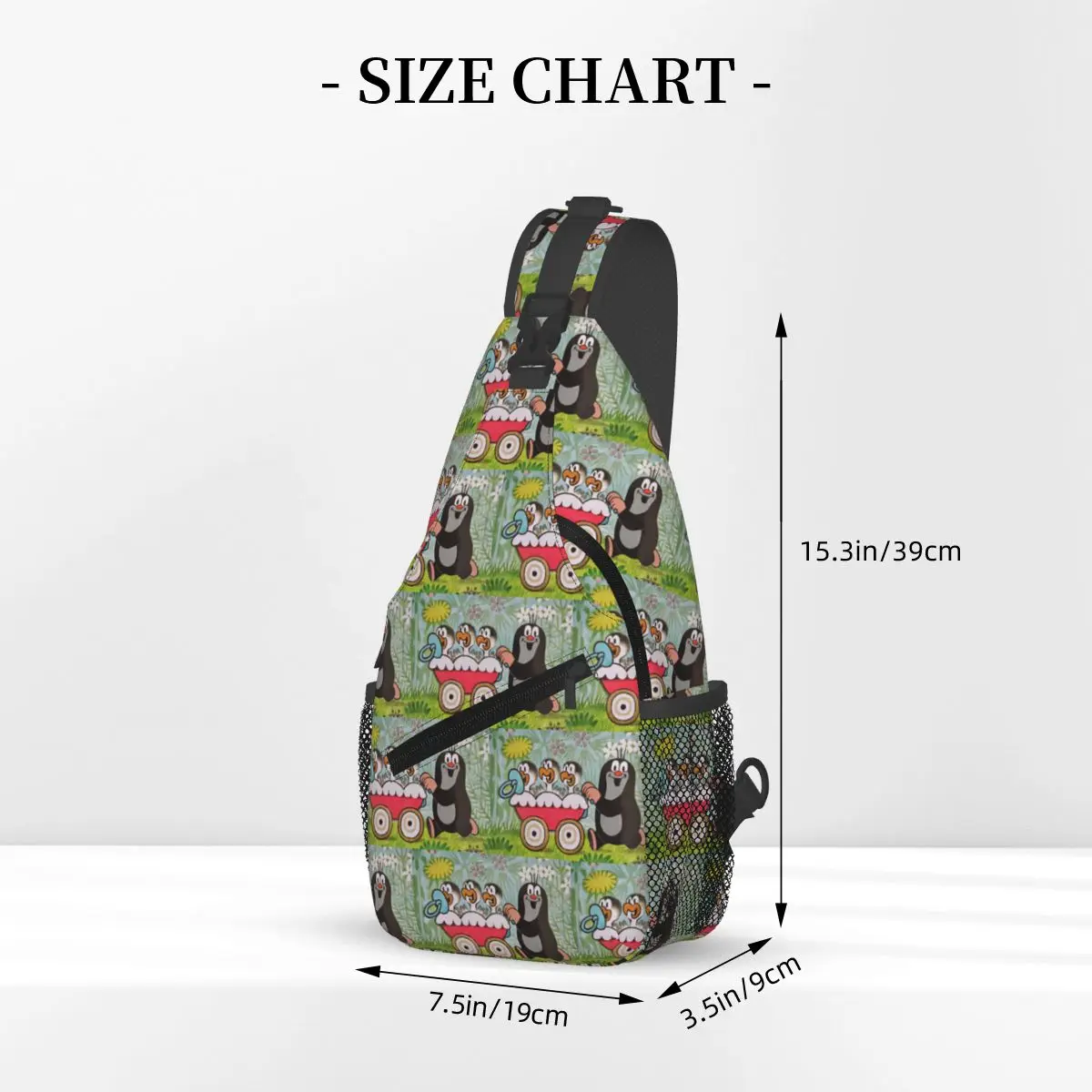 Mole Happy Krtek Chest Bag Men Sling Crossbody Backpack Chest Bag Travel Hiking Daypack Shoulder Bag
