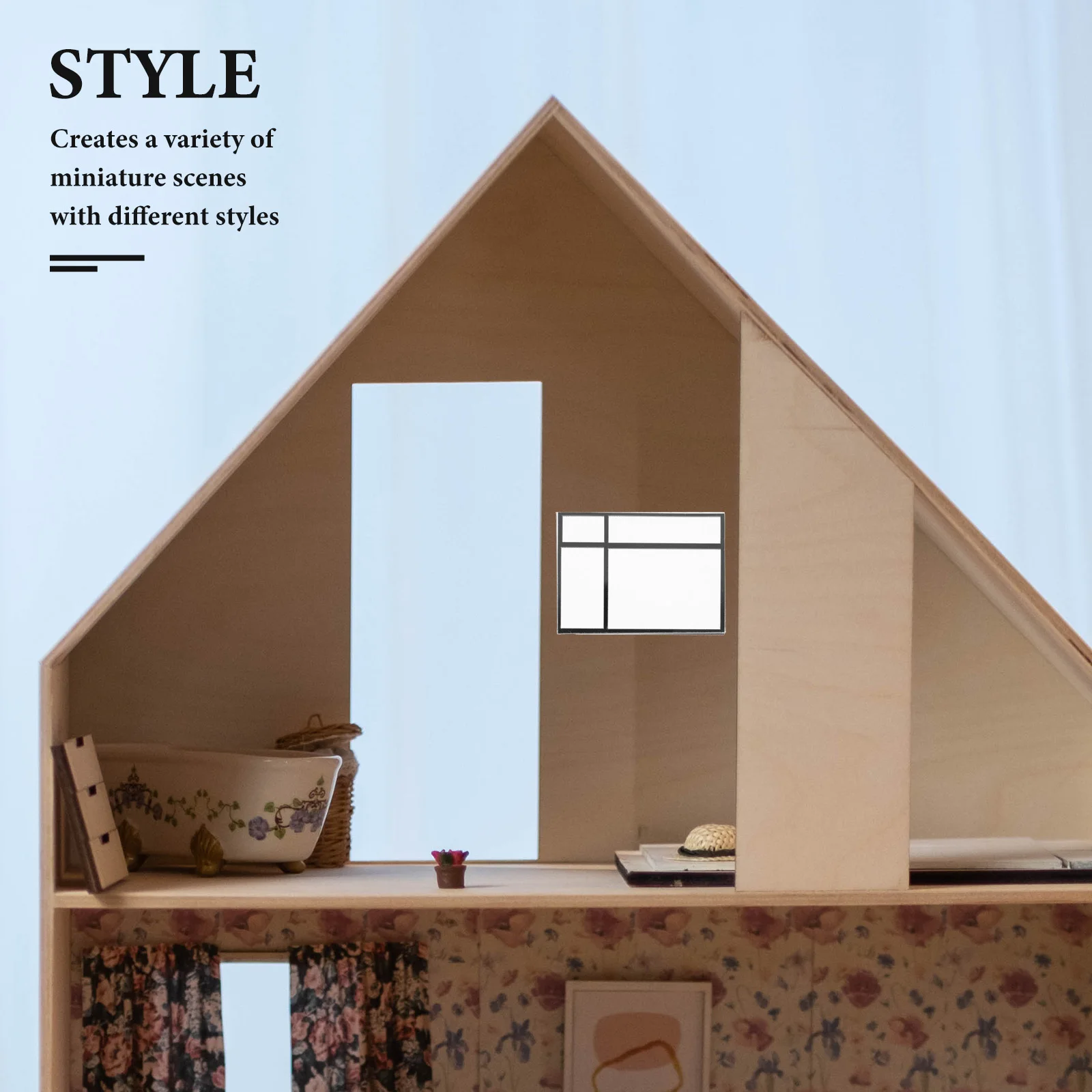 

2 Mini House Windows Realistic Scale Tiny House Construction Kit Dollhouse Furniture Decor Window Frame Mini Wood Traditional