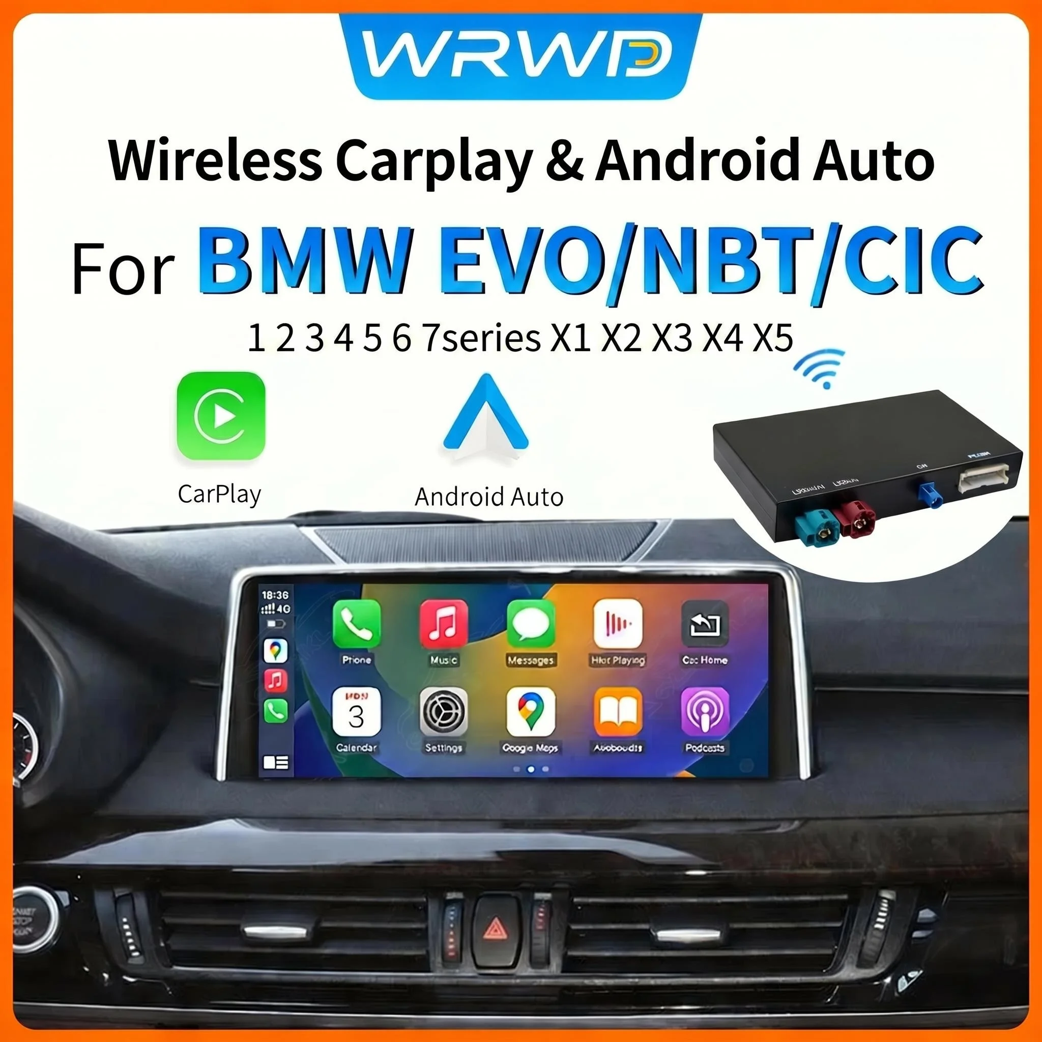 Wireless CarPlay For BMW EVO NBT CIC 1 2 3 4 5 7 F22 F10 F01 F02 X3 X4 F25 F26 MINI X4 X5 X6 F56 F15 F16 F85 Android Auto Box