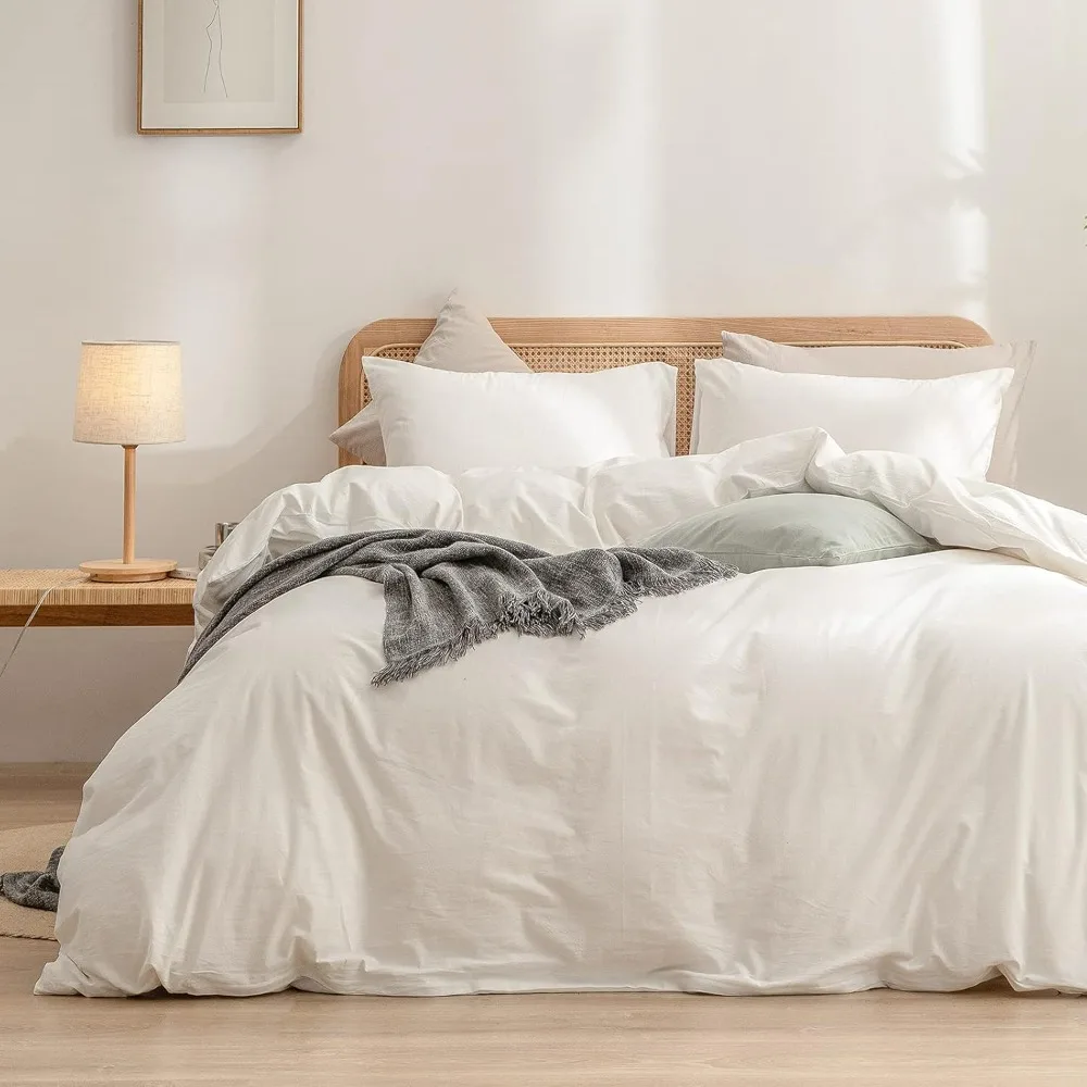

Cotton Linen Blend Duvet Cover Set - Soft, Comfortable, and Lightweight 3-Piece Bedding for a Stylish Home