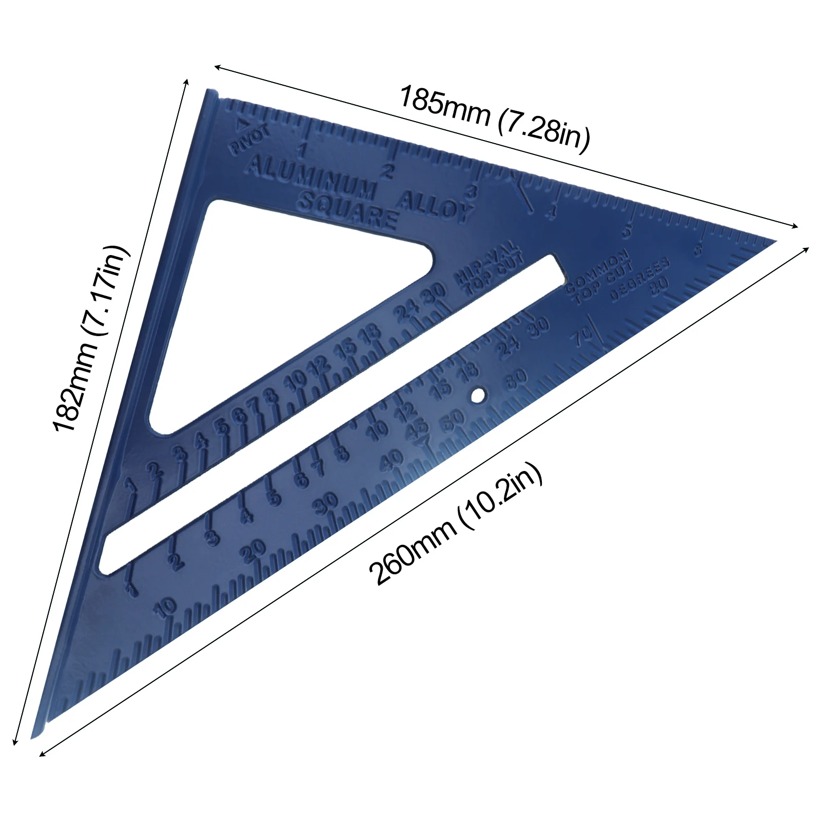Righello triangolare strumento di misurazione da 7 pollici/180mm Set da carpentiere in lega strumenti per la lavorazione del legno ad angolo quadrato goniometro triangolare metrico