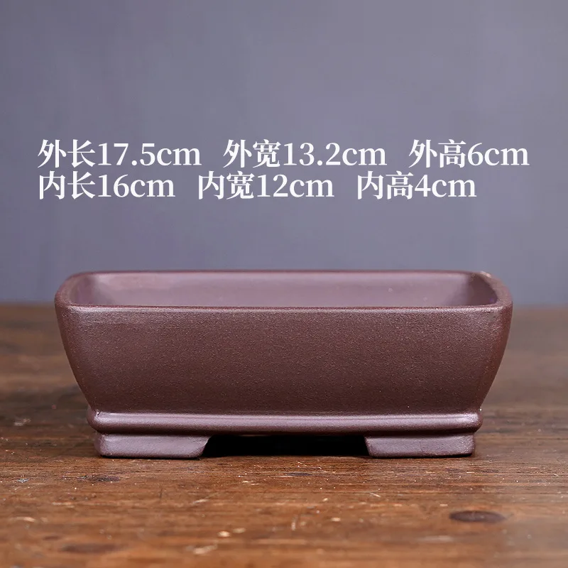 Purple Sand Flower Pot Antique Micro Landscape Multi Meat Pot Chinese Style Square Rectangular Bonsai Pot Balcony Decorations