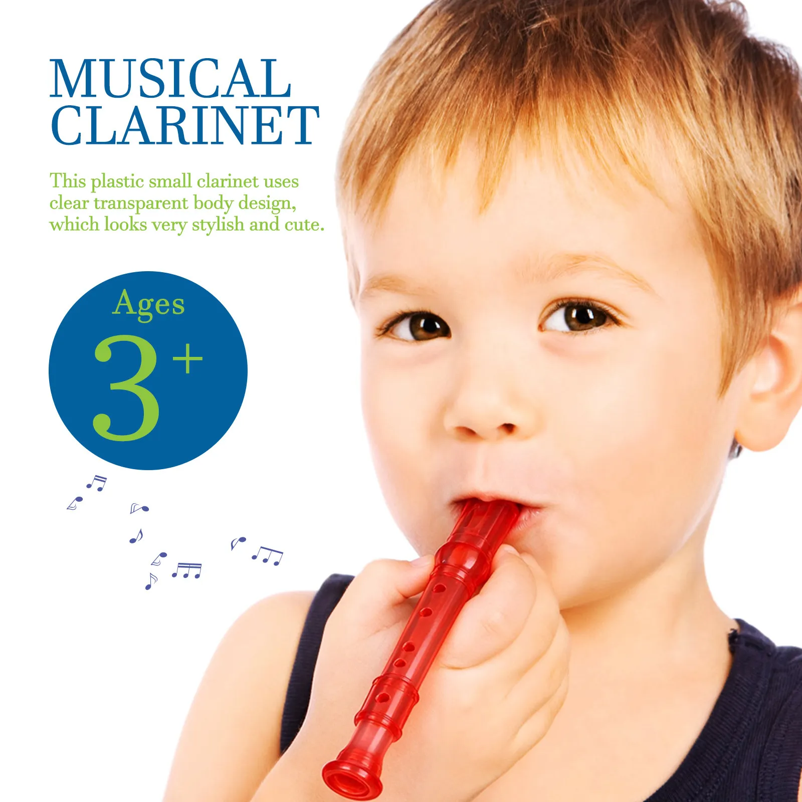 Mini Clarinet 8pcs Set – 6-Hole Plastic Flute, Transparent Design, Lightweight & Gentle Sound for Learning & Practice