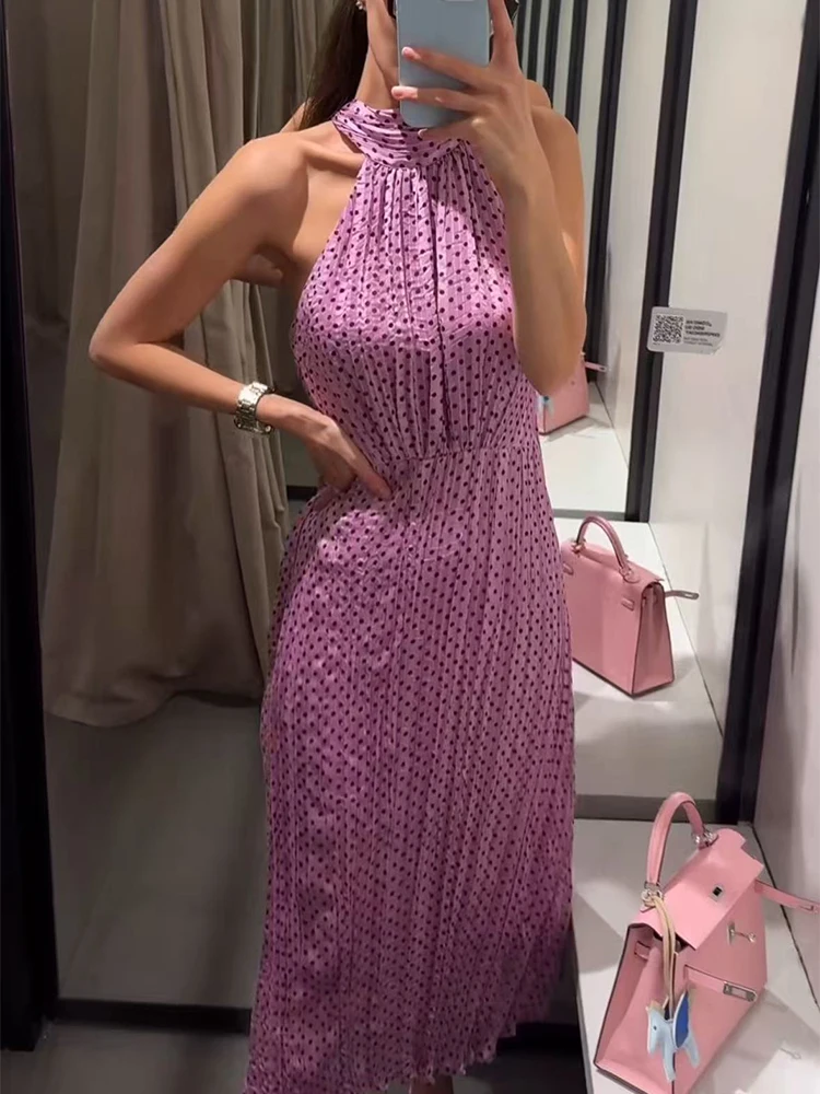 Sommer Damen Elegantes Plissiertes Kleid Schickes Schulterfreies Mode-Kleid mit Schleifenkragen Ärmelloses Maxikleid 2026 Damen Abendparty Vestidos
