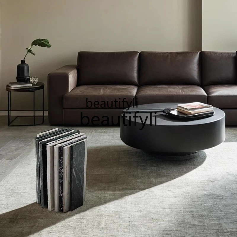 

HMarble Side Table Sofa Light Luxury Home Minimalist Living Room Creative Natural Luxury Stone Corner Table
