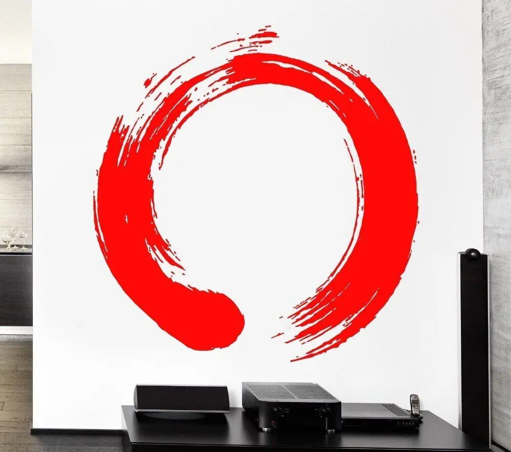 High Quality Vinyl Decal Japan Wall Sticker Circle Enso Zen Buddhasim Calligraphy for Home Art Decoration Wall Mural Y-354