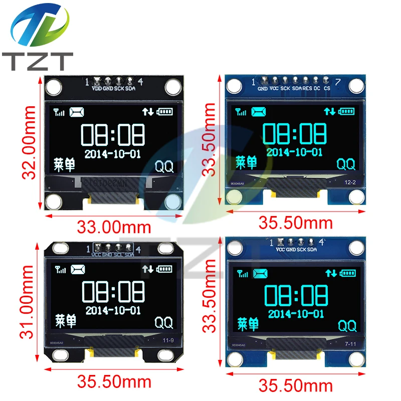 OLED LCD LED 디스플레이 모듈, SPI IIC I2C 통신, 화이트, 블루 컬러, 128x64 1.3 인치, 1.3 인치 OLED 모듈, 1.3 인치