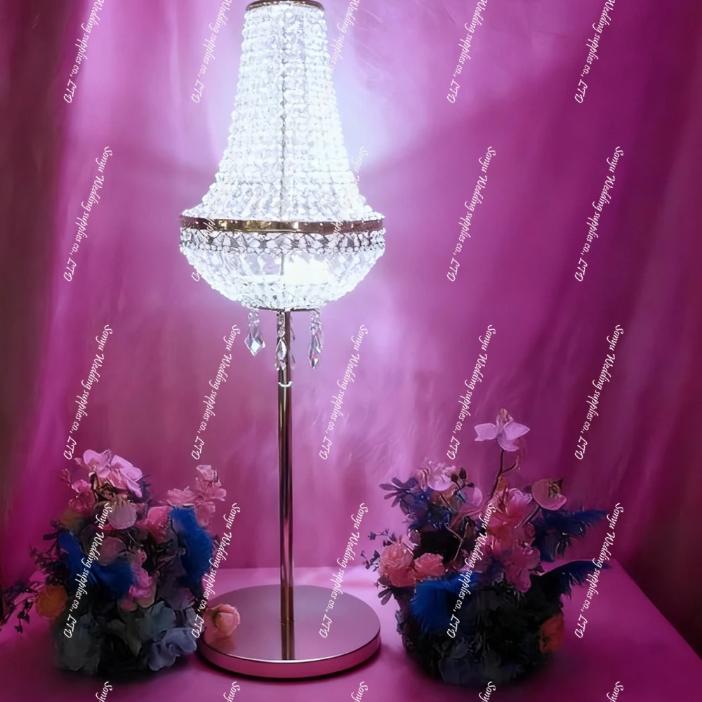 

8pcs LED Battery Acrylic Table Flower Stand Wedding Hall Luminous Crystal Tabletop Center Piece Decoration Props