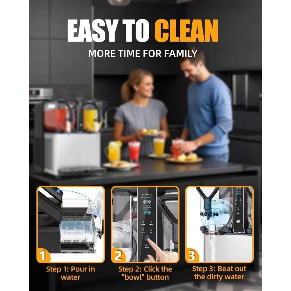 Slushie Machine, No Ice Needed, 0.8 Gallons x 2 Tank Margarita Machine with Food-Grade PC Tank for Margaritas Slushies Frozen Dr