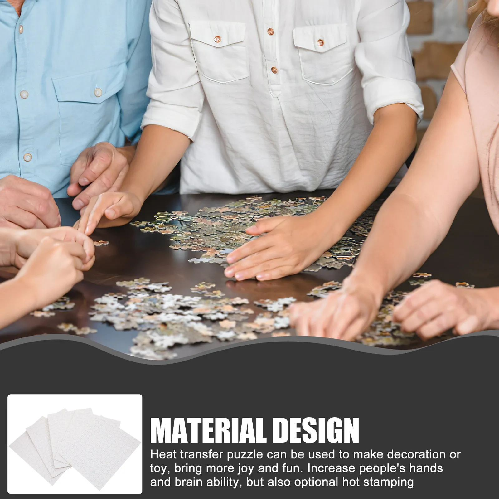 5 ensembles de pièces de puzzle vierges pour sublimation, bricolage, transfert thermique, puzzle de sublimation, blancs pour l'impression personnalisée et