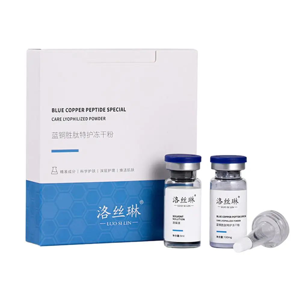 GHK-Cu Hochreine 98% Blaue Kupferpeptid-Essenz Gefriergetrocknetes Pulver-Set Anti-Falten-Essenz Porenverkleinerung Aknebehandlung Hautpflege