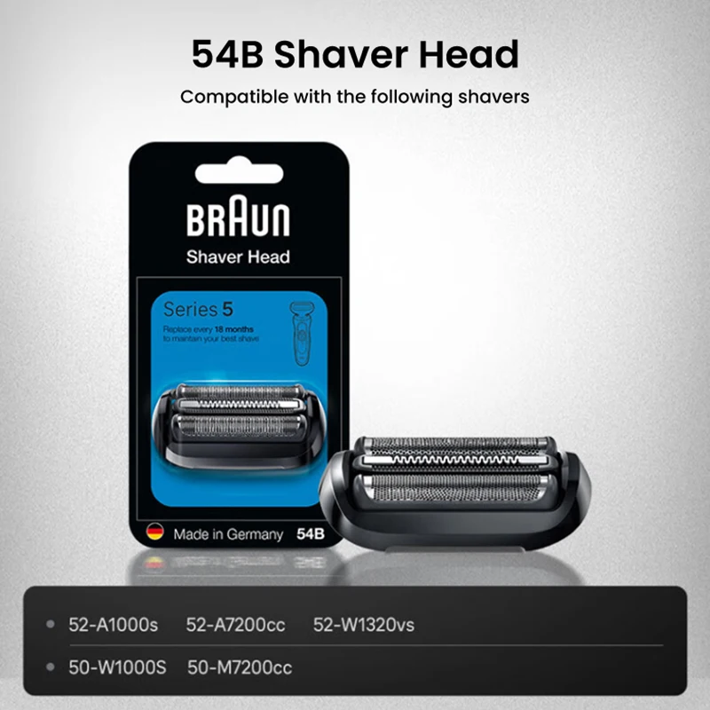 Braun Series 5 เครื่องโกนหนวดไฟฟ้าหัวเปลี่ยนได้อย่างง่ายดายแนบหัวใช้งานร่วมกับสําหรับเครื่องโกนหนวด Series 5/6 รุ่นใหม่ 54B