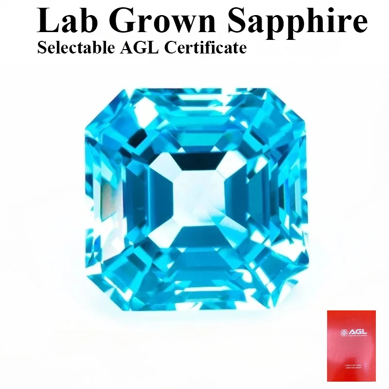 

Lab Grown Sapphire Asscher Cut Aquamarine VVS1 Beads for Jewelry Making Main Materials Extremely Shiny Quality Certifi