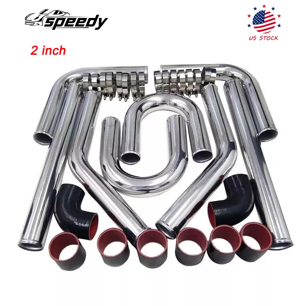 

2 inch Universal Turbo 6061 Aluminum Intercooler Piping +Silicone Coupler + Clamp Kit EGR-1048