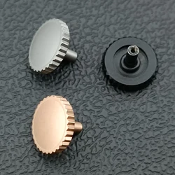 Silver/Black Crown Case Replacement Crown fits for ST2555/2557 Movement Case Stainless Steel 9.5 * 2.2 * 6.7mm Crown
