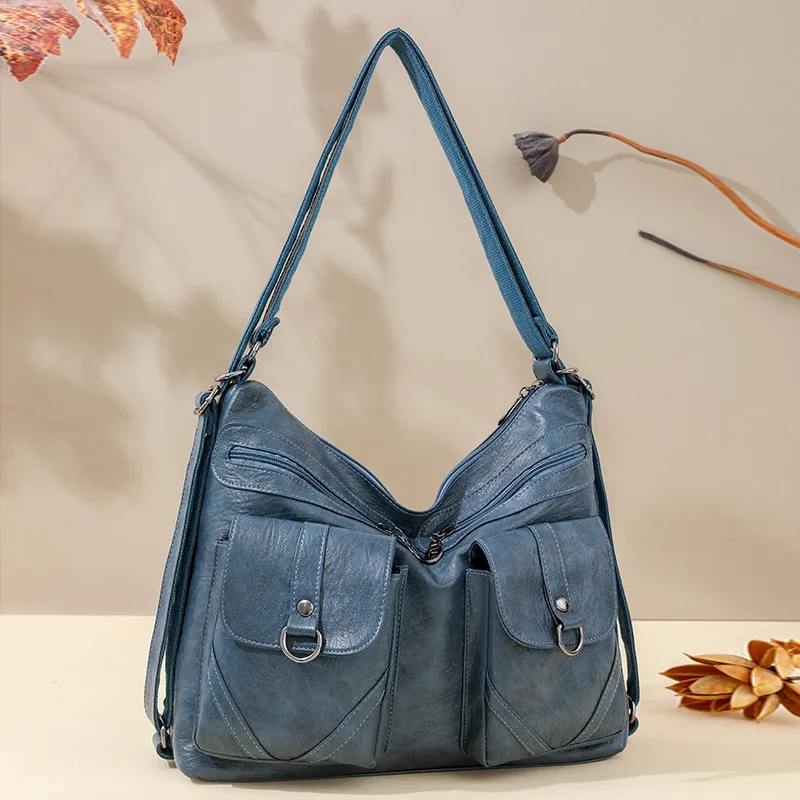 

Large Capacity Quality PU Fashion Backpack Solid Zipper Thread Casual Shoulder Bag 2024 Hot Sale Bags for Women Bolsa Mujer