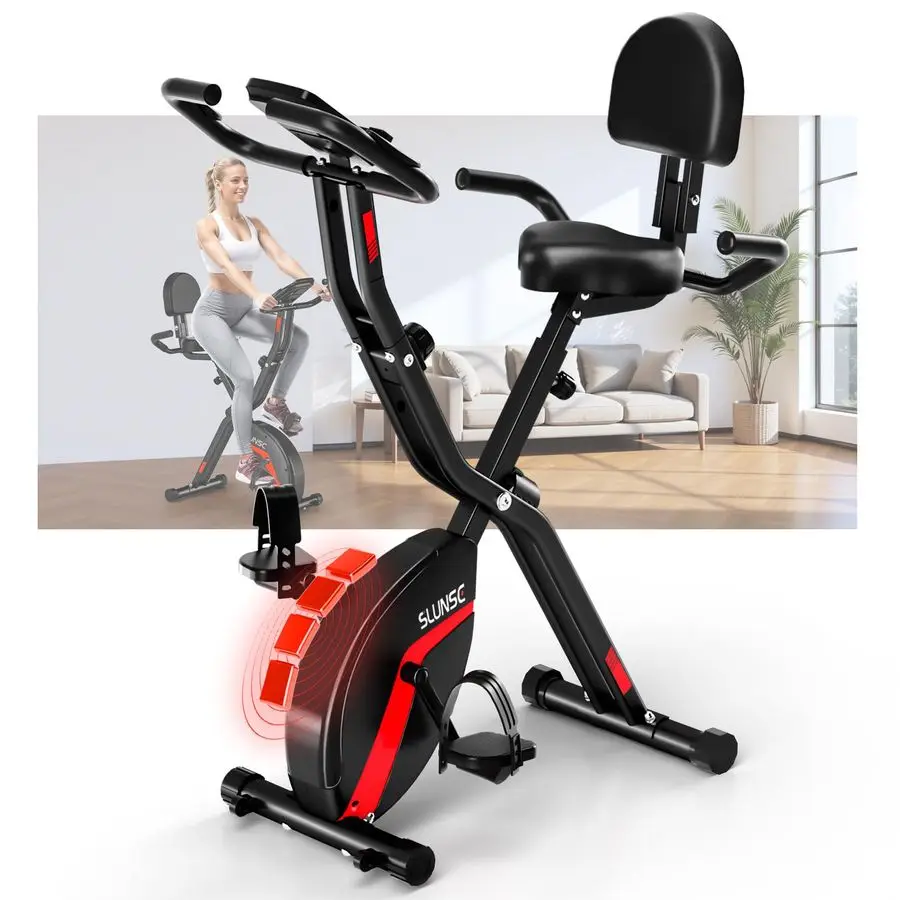 

Folding Exercise Bike, 5 IN 1 Foldable Stationary Bike for Home, Indoor Cycling Bike with 16 Level Adjustable Magne Customizable