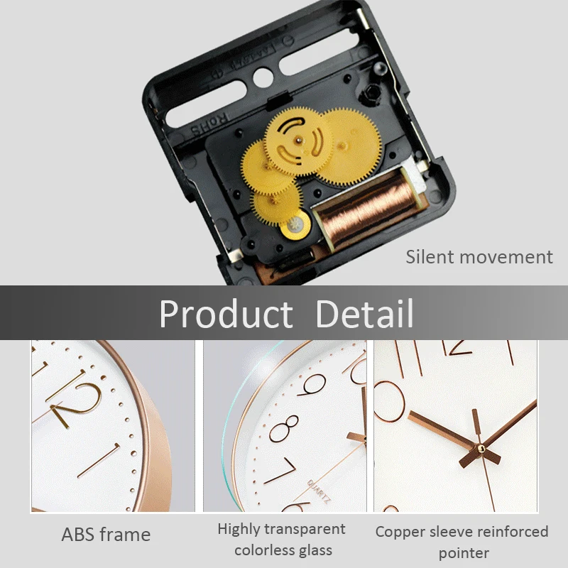 12 inch Silent Wall Clock 30cm Circular Clocks Noiseless Bedside Quartz Clock Living Room Kitchen Bedroom Decor Home Decoration