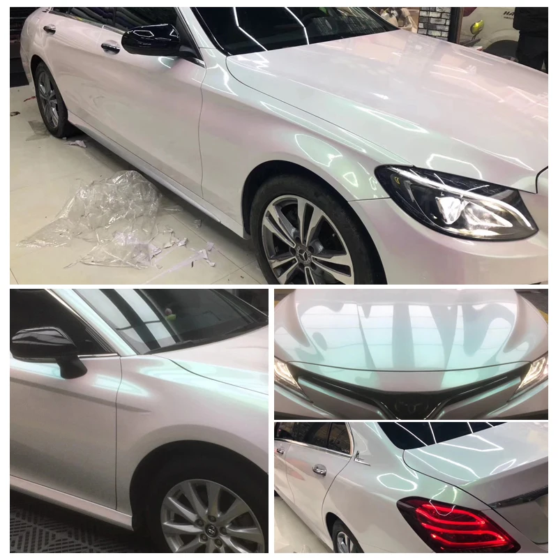 أعلى لامعة مشرق الفجر الأبيض اللون تغيير سيارة التفاف الذاتي الشفاء الذاتي لاصق بولي TPU سيارة التفاف الفينيل التفاف الفيلم للمركبة