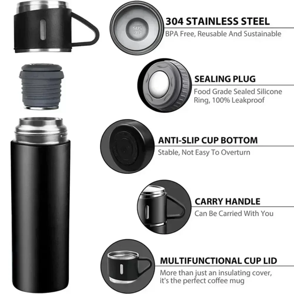 304 Stainless Steel Vacuum Insulated Bottle Gift Set Office Business Style 500ML Coffee Mug