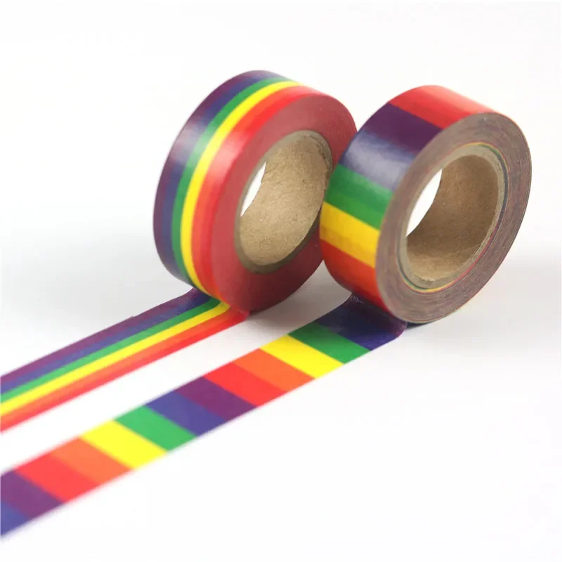 1pcs Rainbow Color Washi Tapes Set for Gift Album Diary15mm*10m Adhesive Basic Decoration Masking Tape Stickers