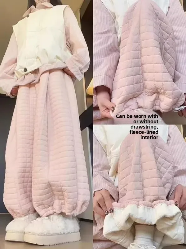 

plus Size Fce Lined Thiened Winter Cotton Pants for Men And Women with Dstring Loose Fit Casual Trousers from Northeast