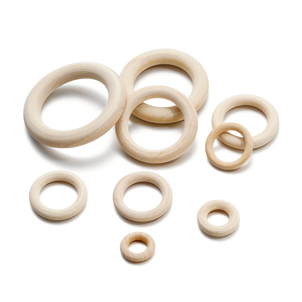 3-20Pcs 20-70MM Natural Wooden Circle Ring Solid Wood Lead Free Bead Pendant For DIY Handmade Pendant Jewelry Making Accessories