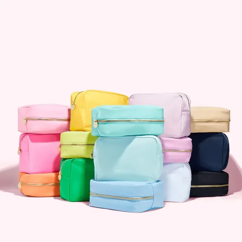 Farbe Nylon Tasche Make-Up Kosmetik Tasche Reißverschluss Toilettenartikel Organizer Tasche Für Frauen Mädchen Reise Geschenk Make-Up Tasche