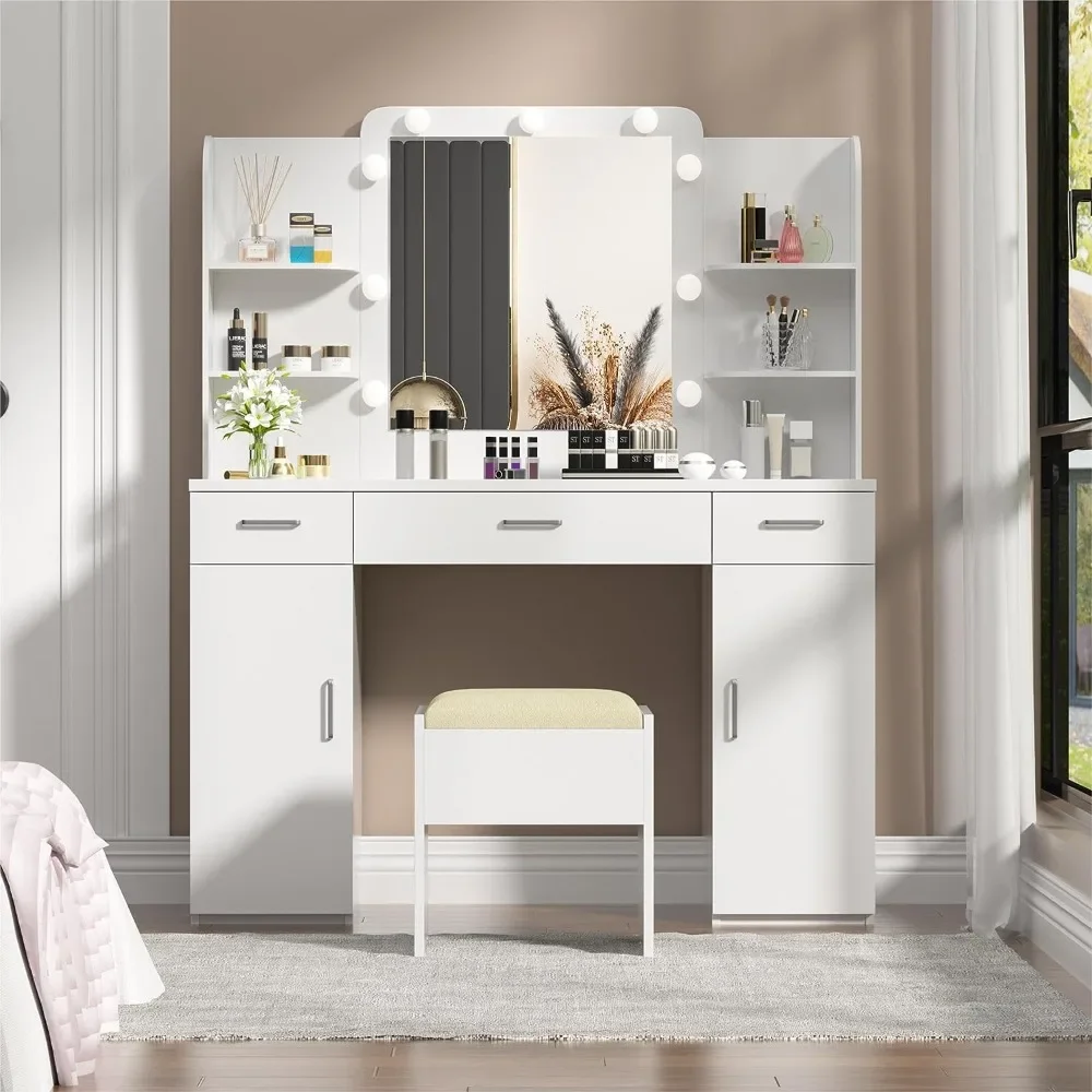 Vanity Desk with Mirror and Lights, 45.3