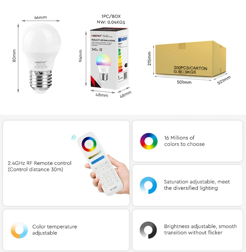 Miboxer 4W RGB + CCCT/Dupla Lâmpada Led Branco Tipo de Base B22 E26 E27 AC100-240V