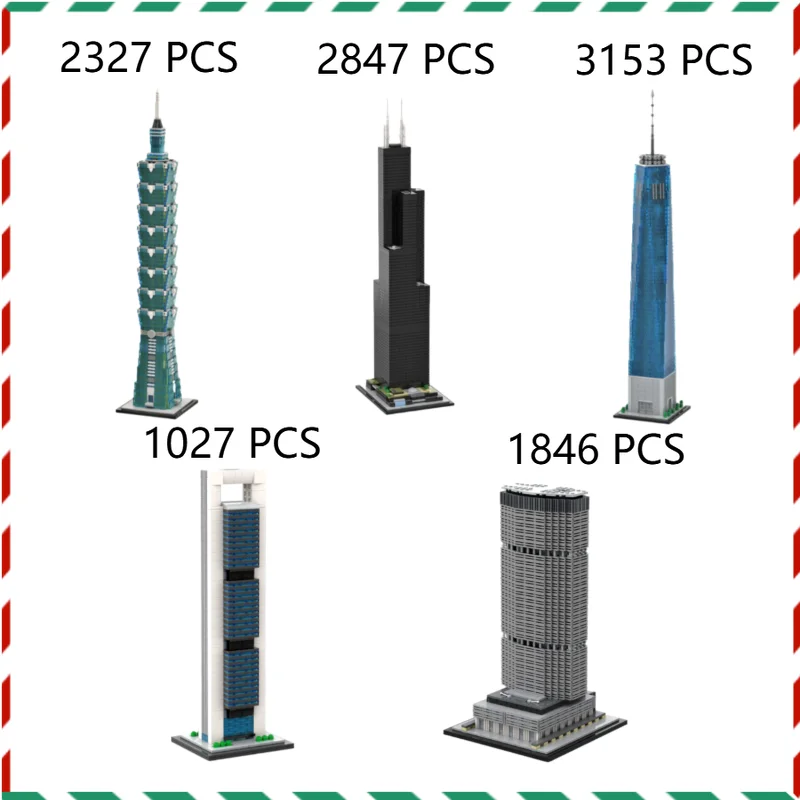 

MOC Skyscraper Building Blocks Set - 1:800 Scale Iconic building Tower Kit, Collectible Architecture Model for Adults Kids Gift
