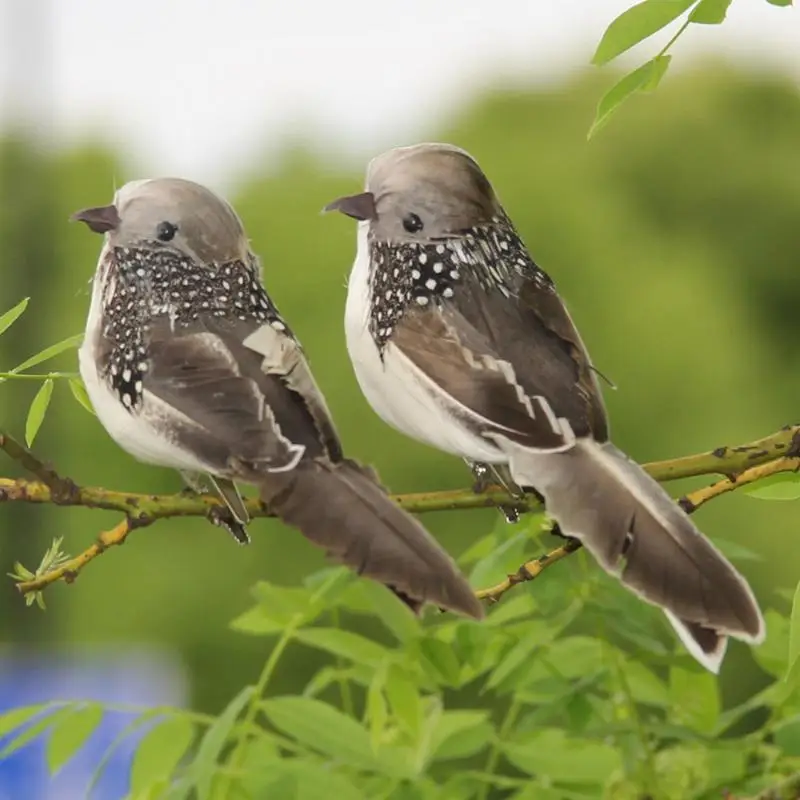 Realistic Simulation Birds Sparrow Parrot Feather Lawn Figurine Ornament Animal Bird Outdoor Garden Prop Decoration Miniature