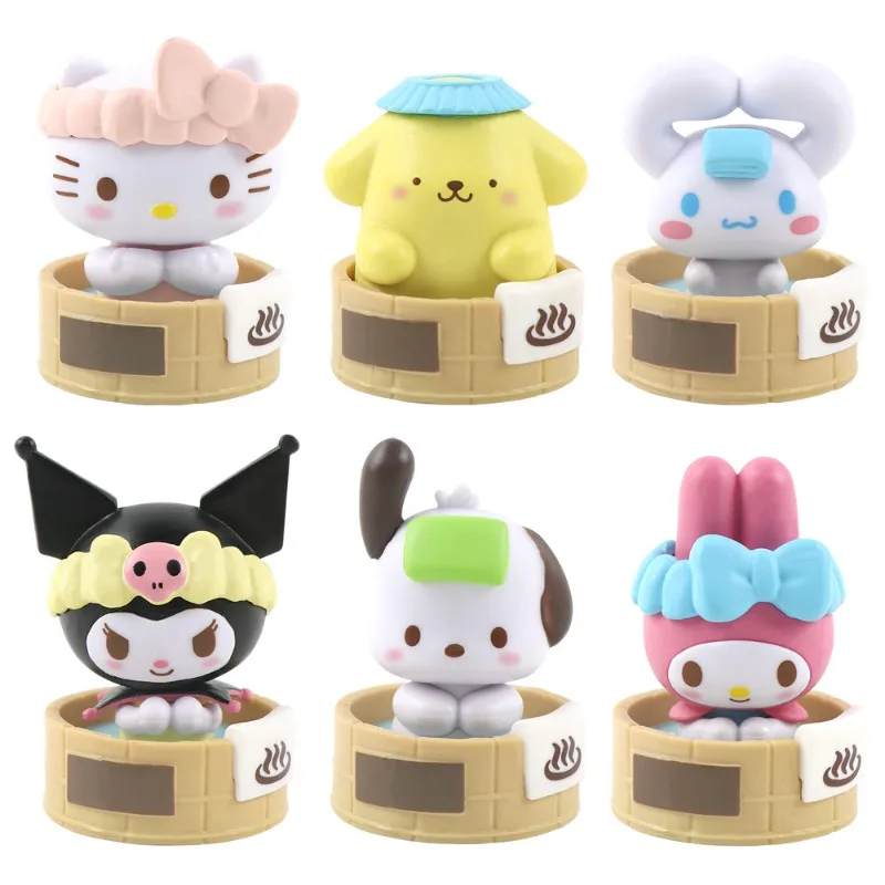 Sanrio Hot Spring Series Melody Pacha Dog Hello Kitty Niedliche Blindbox Figur Anime Puppe Egg Twister