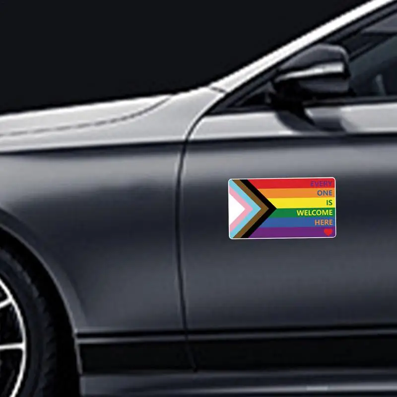 LGBT Car Window Decal Pride Bumper Sticker For Car Progress Pride Rainbow Flag Sticker Adhesive LGBT Bumper Decal For