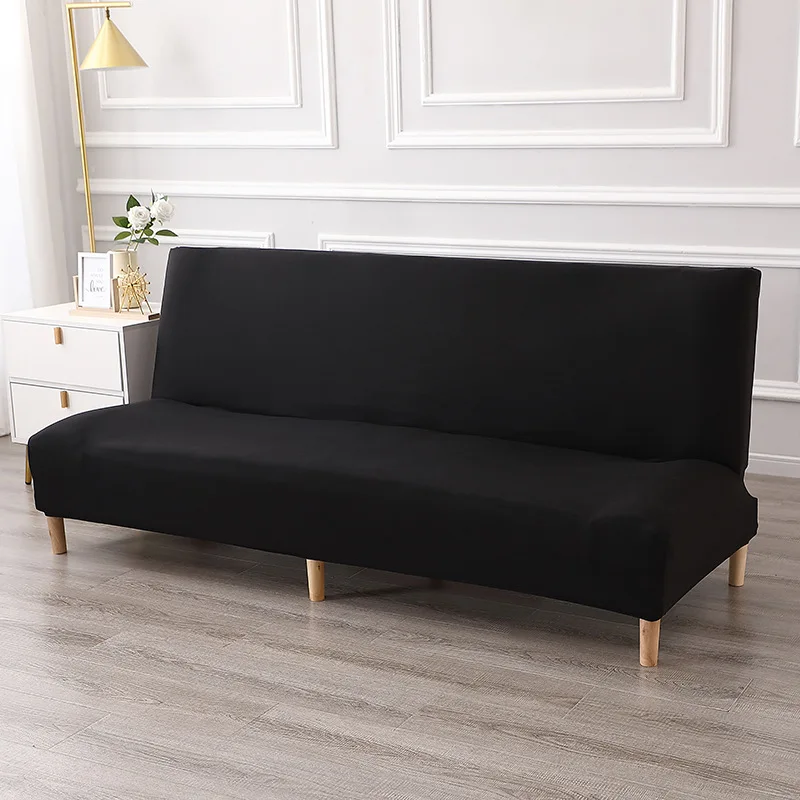 Classic Solid Color Armless Sofa Bed Cover Stretch Full Cover Folding Sofa Slipcover