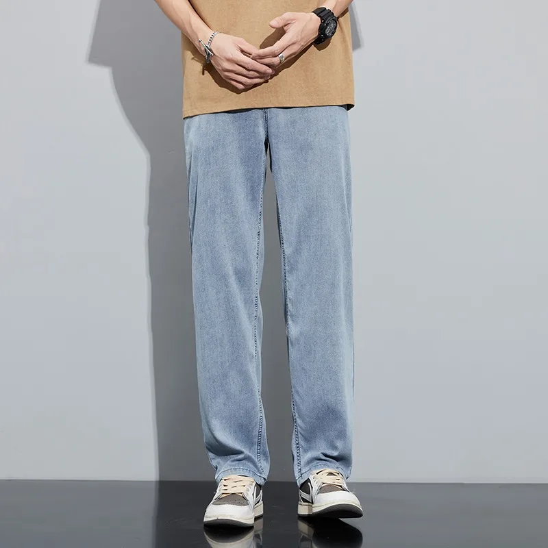 

2025 Summer Trousers Lycel Lightweight Soft High-end Men's Jeans Loose Straight Trousers
