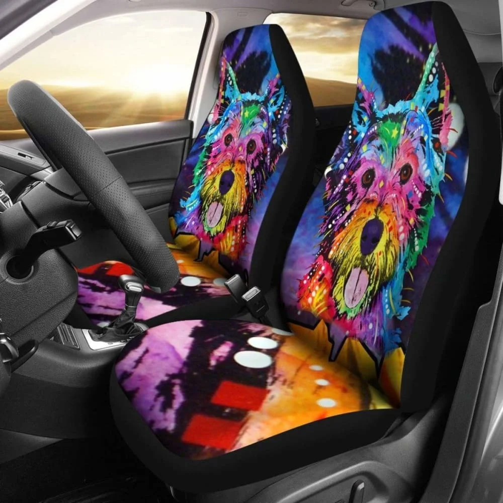 

Westie Design Car Seat Covers Colorful Back,Pack of 2 Universal Front Seat Protective Cover