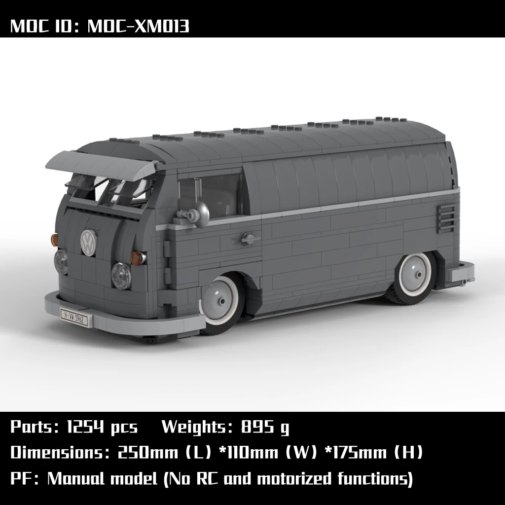 MOC-XM013 T1-Bus Car  Model With PDF Drawings Building Blocks Bricks Kids Educational DIY Toys Birthday Christmas Gifts