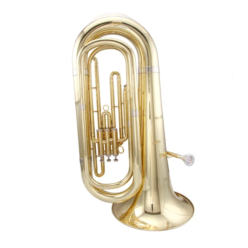 Copper-zinc alloy gold lacquer tuba with vertical piston Bb tone tuba