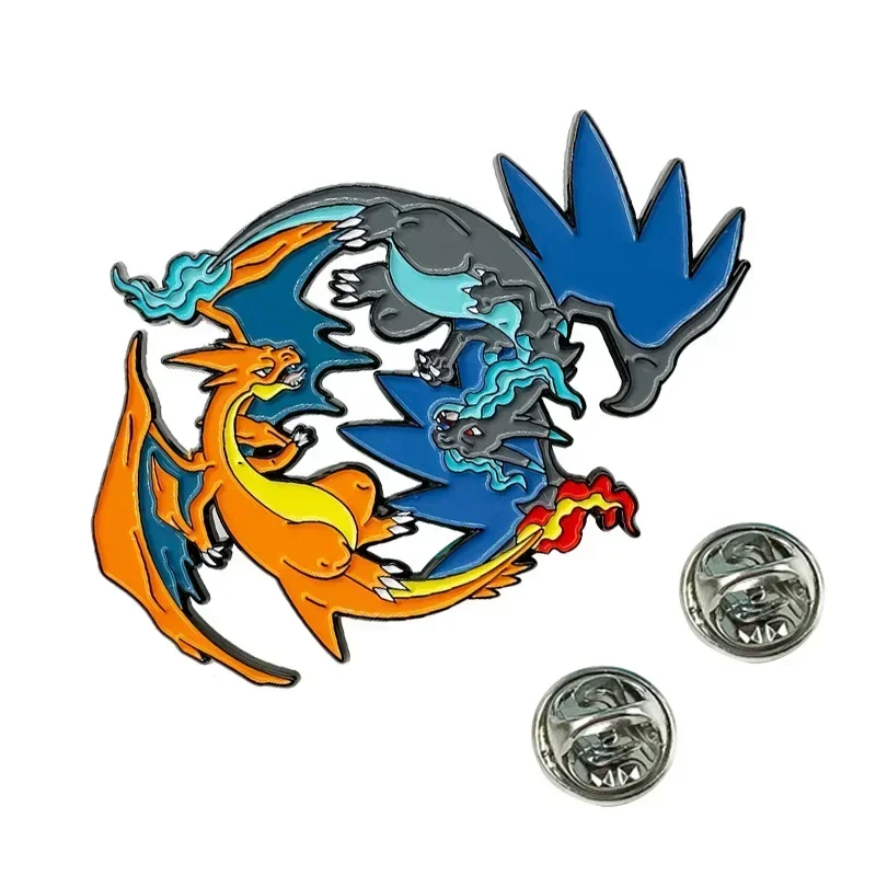 Pokémon Cartoon Metal Badge Anime Figures Pikachu Charizard Mega X Y Fashion Jewelry Accessories Brooches Toys Enamel Lapel Pins