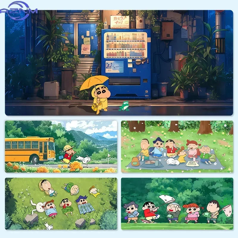 Cute Cartoon Boy Rainy Night Vending Machine Print Mouse Pad, Rubber Non-Slip Base, Smooth Surface for Gaming and Office Desktop
