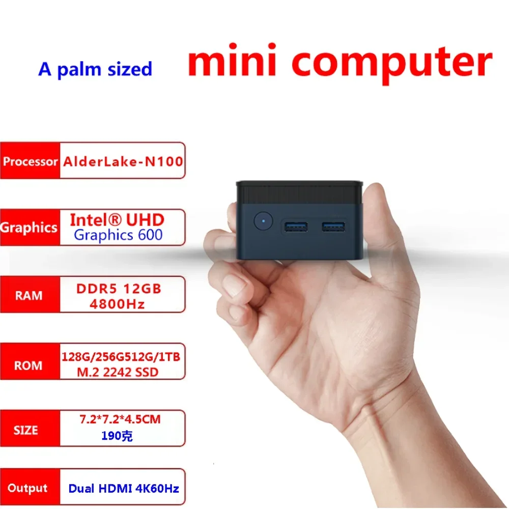 ZX01 Plus Windows 11 Mini PC, 4 Core, Intel, Alder Lake, N100, LPDDR5, 12GB,1000M, 5G, Wifi5 BT, Win11, CPU, 12ª geração, NUC