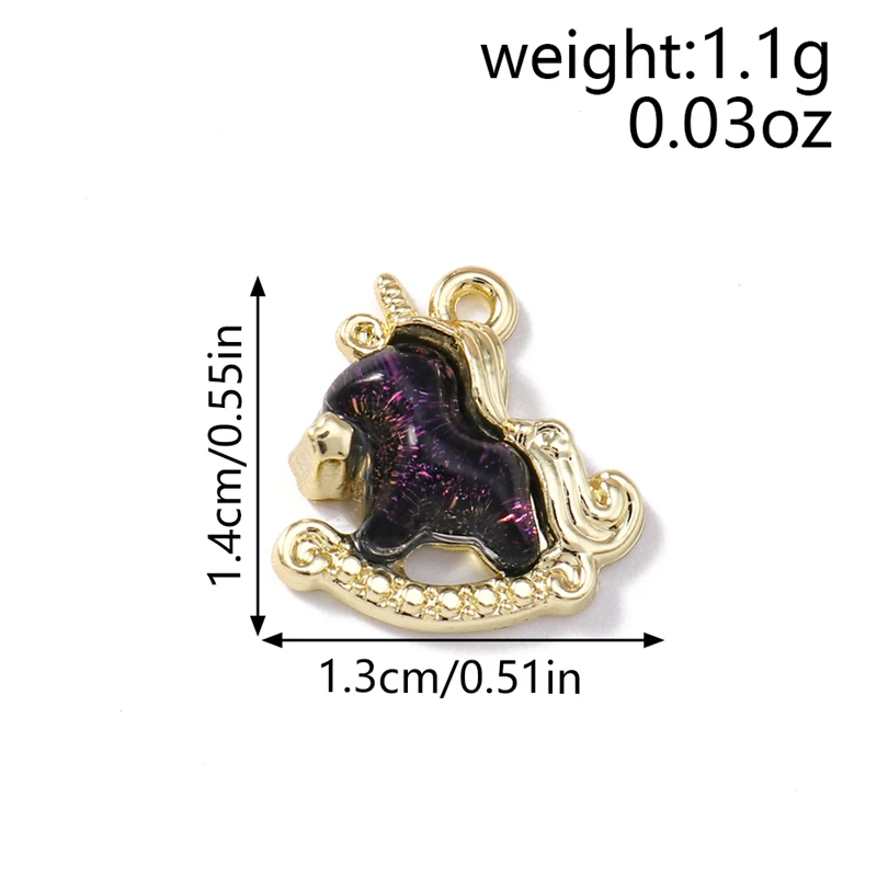 5 Stück 13x14mm Niedliche Kristall-Tier-Anhänger in Form von Pferden für die Schmuckherstellung, Ohrhänger, Halsketten, Armbänder, DIY-Bastelzubehör – Detail 1