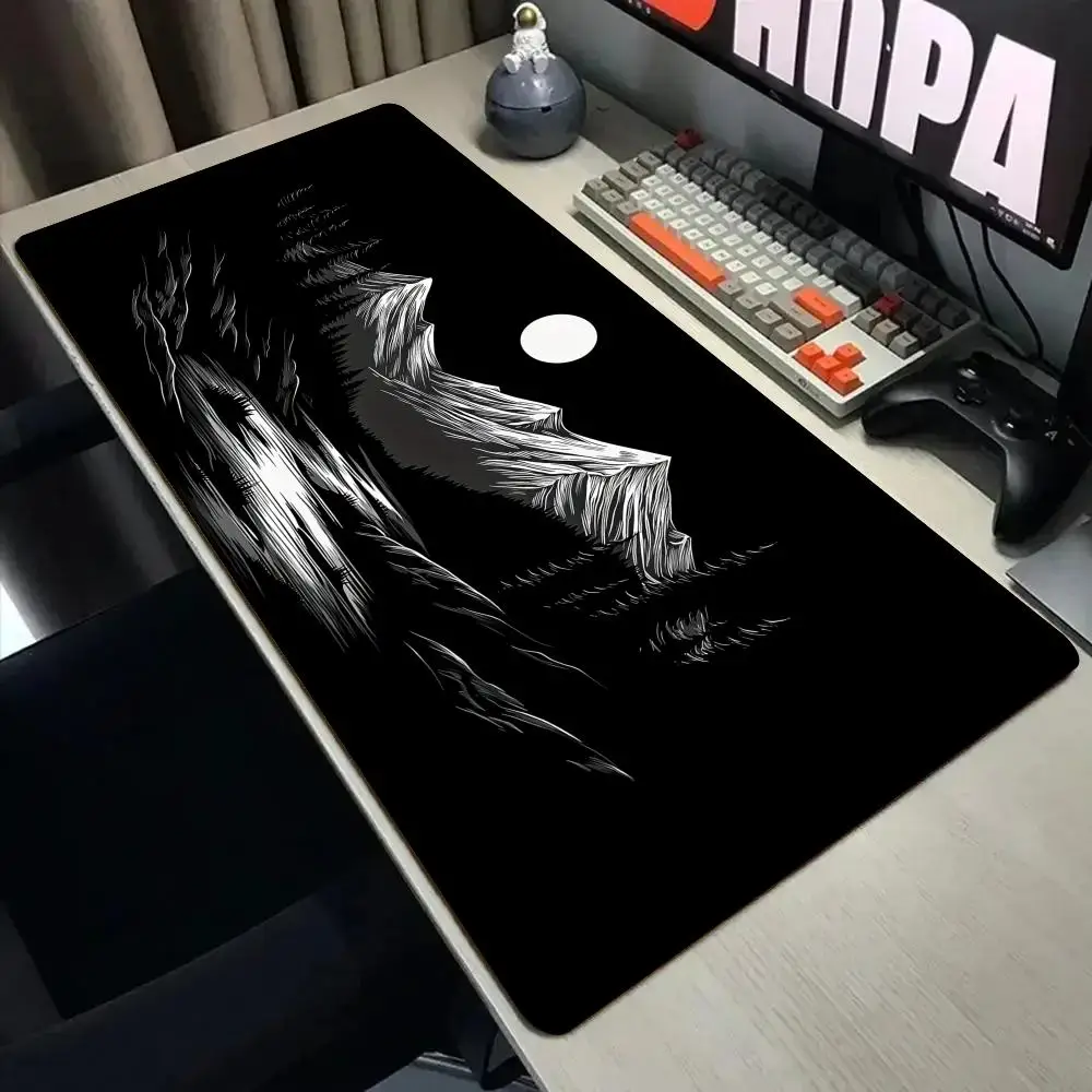 

Черно-белый коврик для мыши с изображением пейзажа, коврик для стола, игровой коврик, нескользящий, прочный, аксессуары для ПК, коврики для клавиатуры и мыши, коврик для мыши