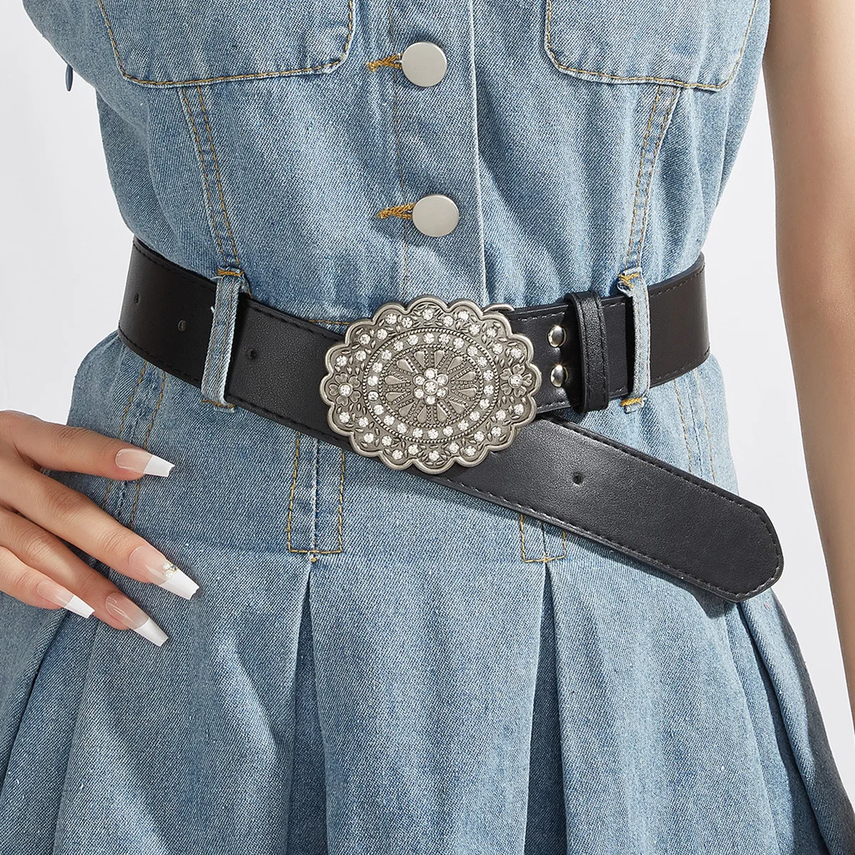 

Belt Women's American Retro Decorative Skirt with Suit Ins Style Personalized Belt Subculture Black Belt Belt for Women